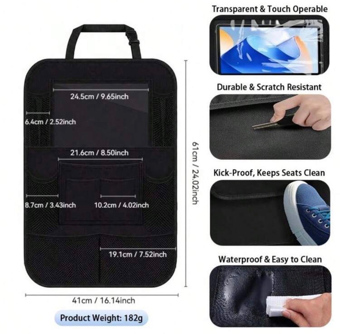 2-Piece Car Back-Seat Organiser & Kick Mat Set