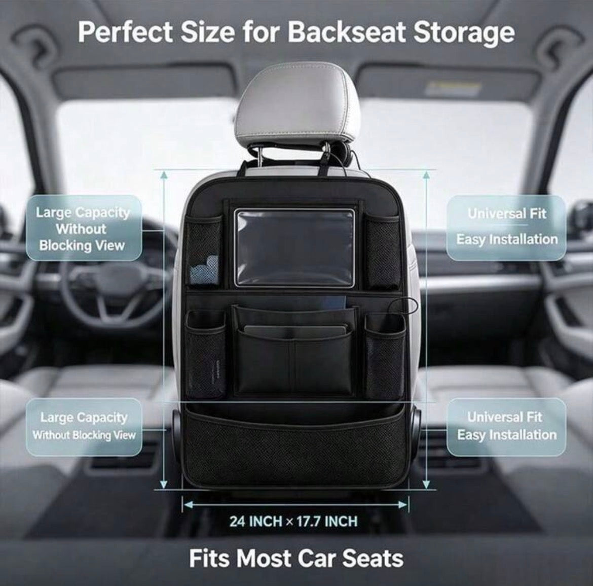 2-Piece Car Back-Seat Organiser & Kick Mat Set