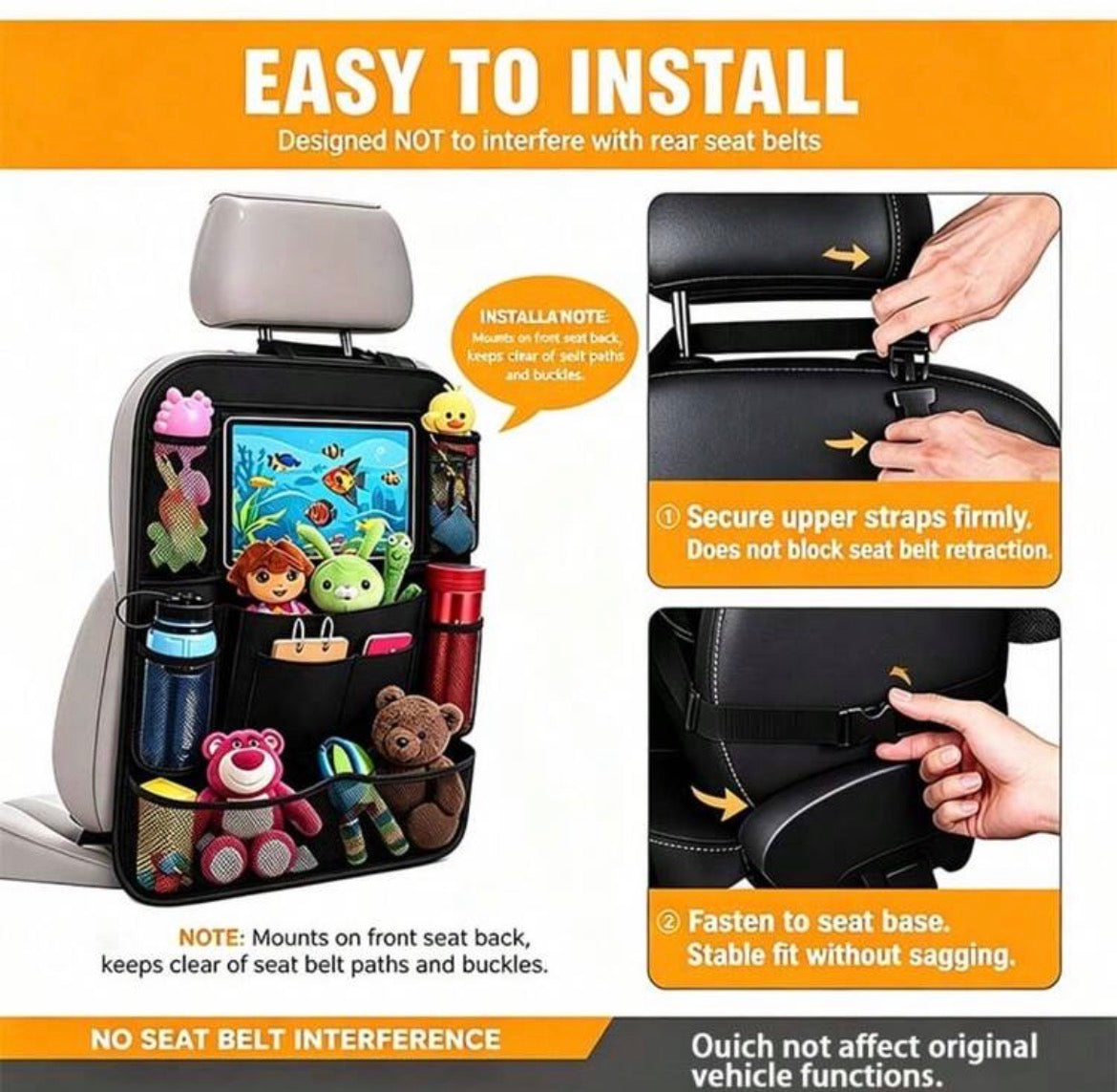 2-Piece Car Back-Seat Organiser & Kick Mat Set