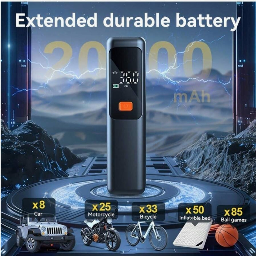Portable Rechargeable Tyre Inflator with Digital Display