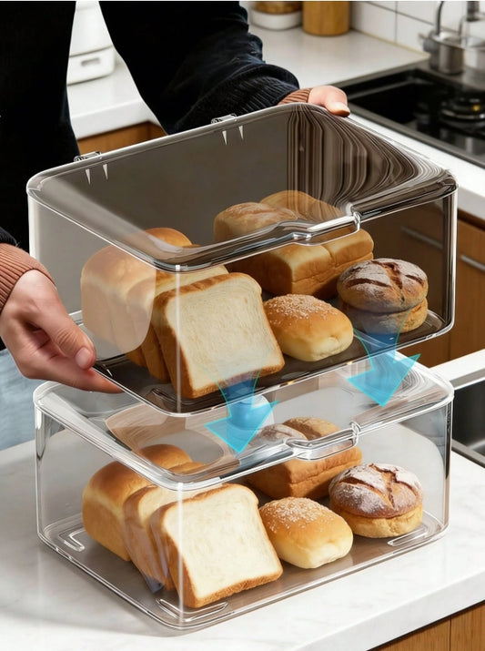 Transparent Bread Storage Box with Flip-Top Lid