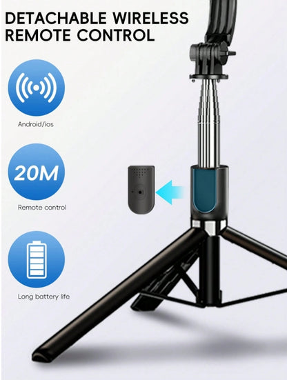 1.7M Bluetooth Selfie Stick & Tripod with LED Light