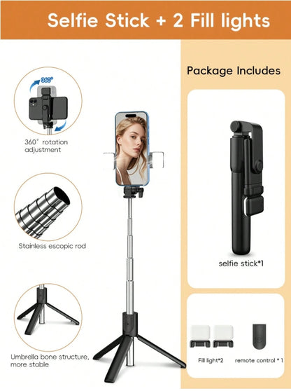 1.7M Bluetooth Selfie Stick & Tripod with LED Light