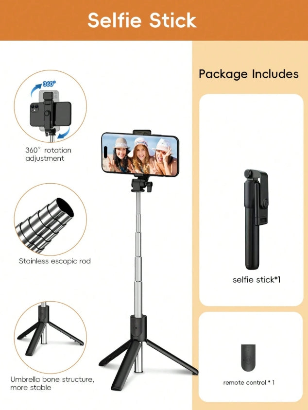 1.7M Bluetooth Selfie Stick & Tripod with LED Light