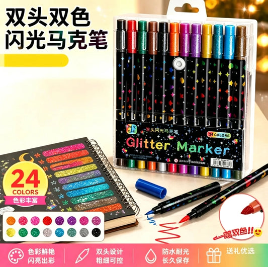 48 Color Dual-Tip Glitter Marker Set