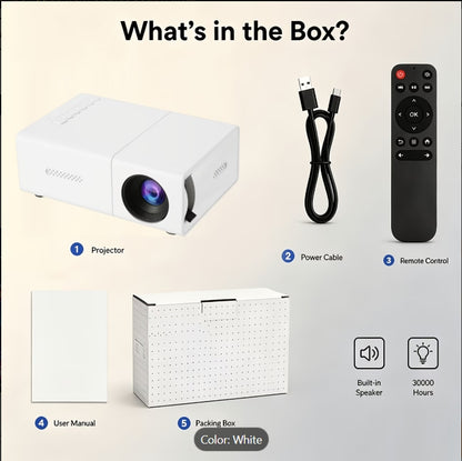 Portable Mini Projector with Speaker & Remote Control